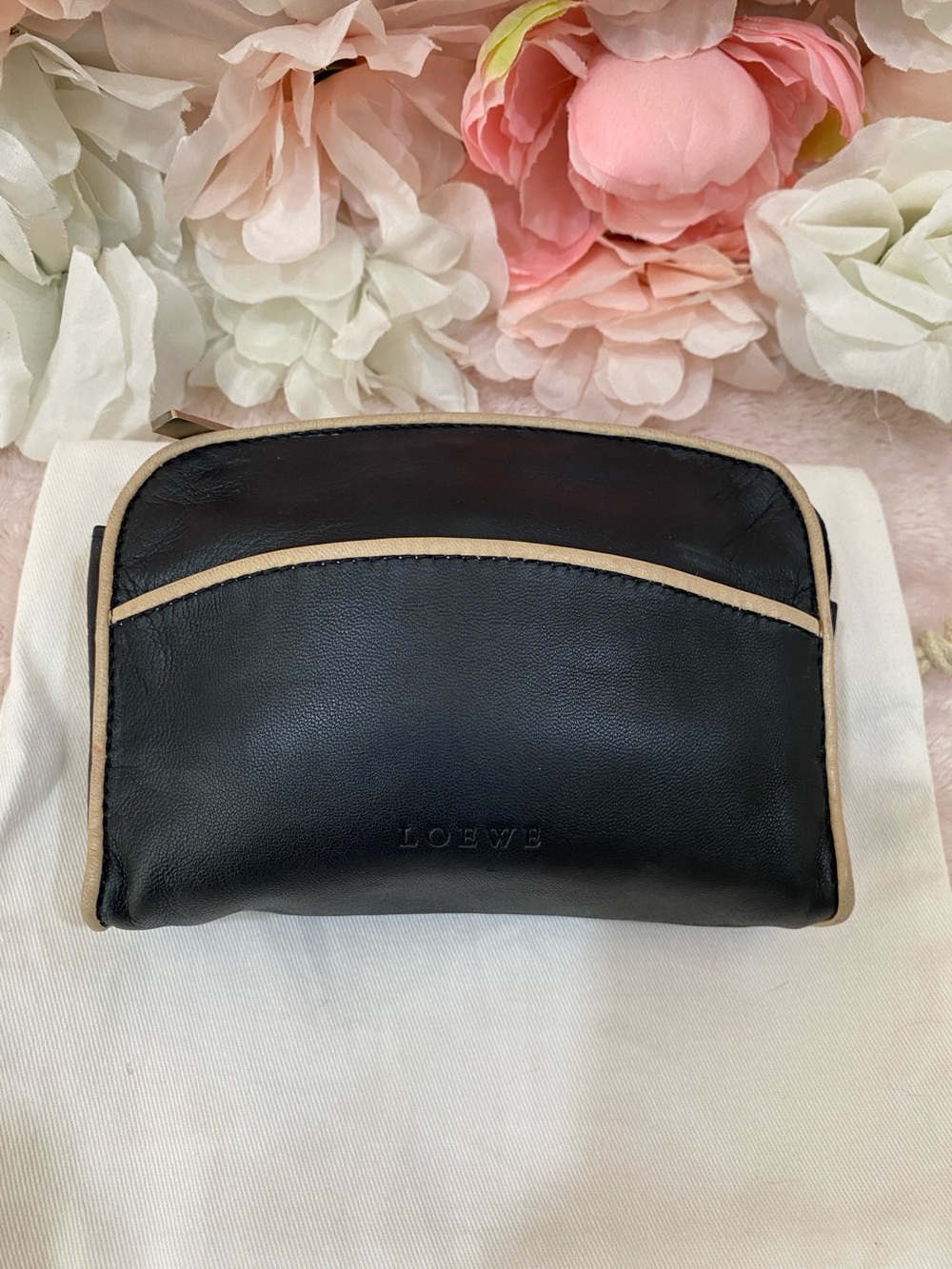 Loewe Navy Leather Cosmetic Pouch